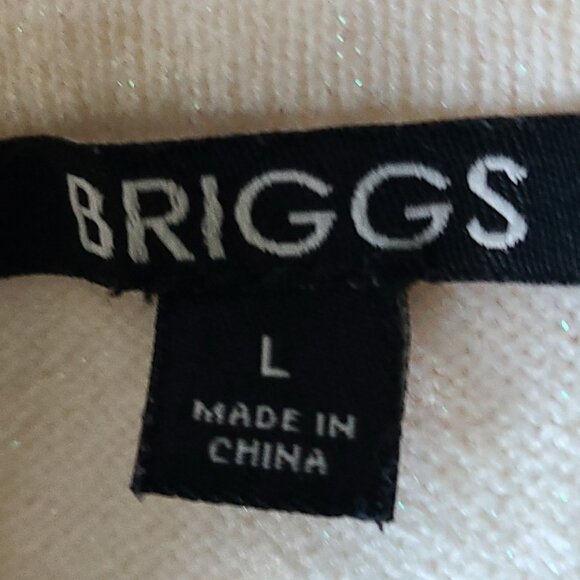 BRIGGS NEW YORK WOMENS SWEATER (L) METALLIC THREAD DOUBLE COLLAR WITH BROOCH - Picture 2 of 9